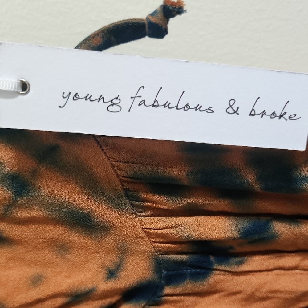 NWT Young Fabulous & Broke Tie Dye Maxi Dress Brown Black Boho - Picture 2 of 12